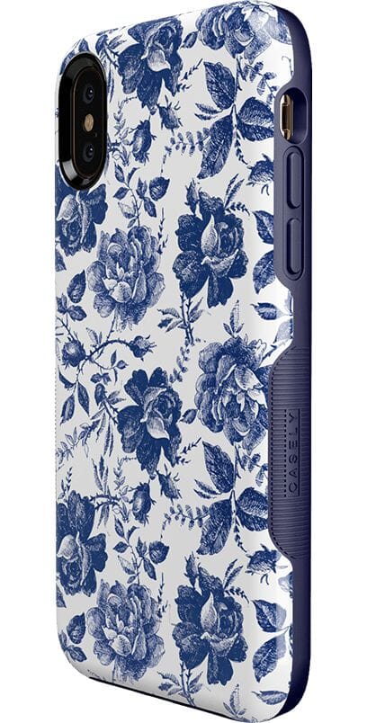 Rose to Fame | Blue & White Rose Floral Case iPhone Case get.casely