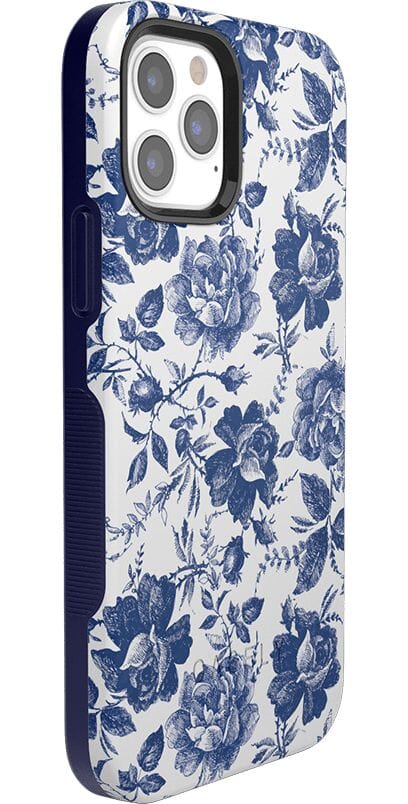 Rose to Fame | Blue & White Rose Floral Case iPhone Case get.casely