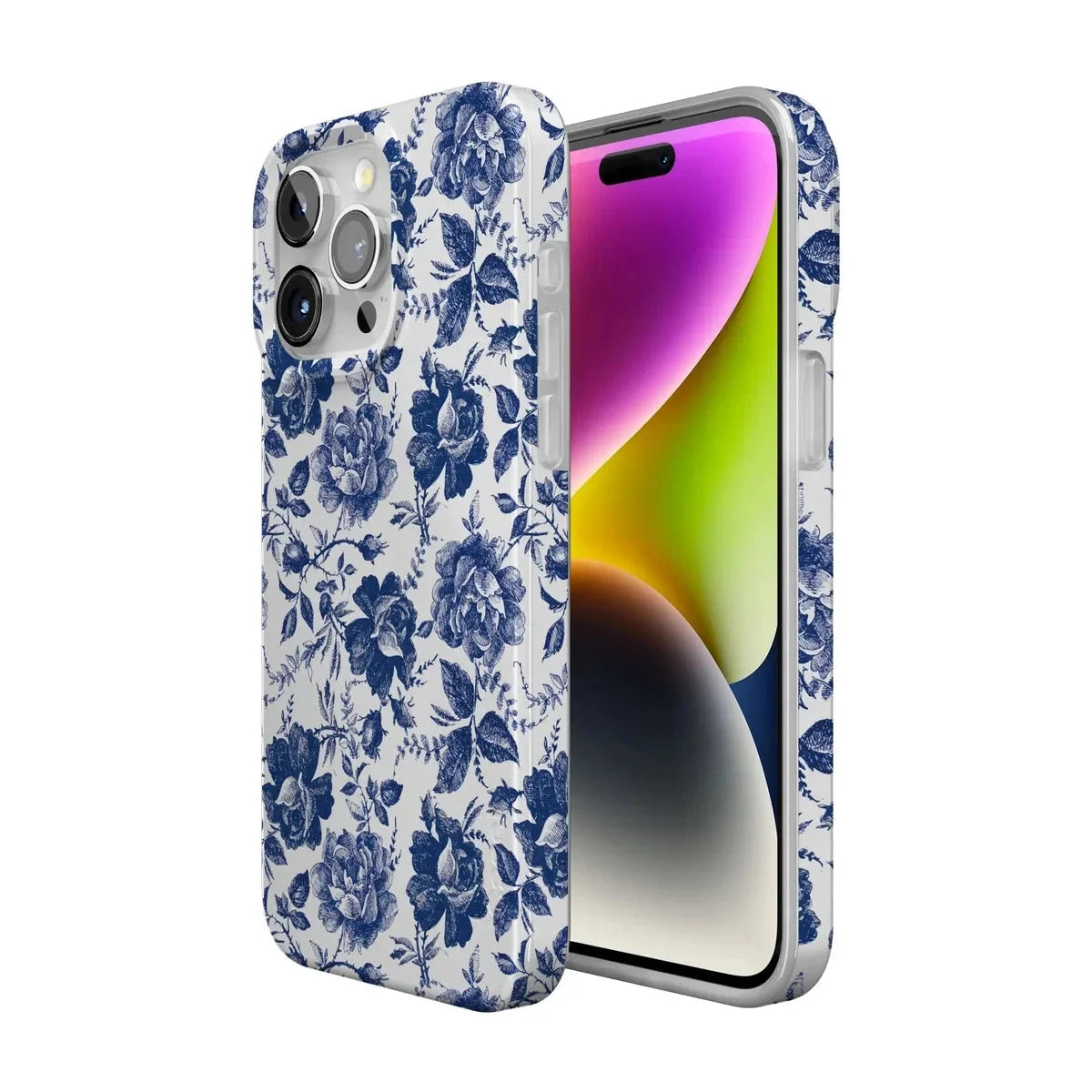 Rose to Fame | Blue & White Rose Floral Case iPhone Case get.casely