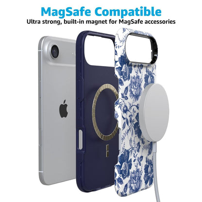 Rose to Fame | Blue & White Rose Floral Case iPhone Case get.casely