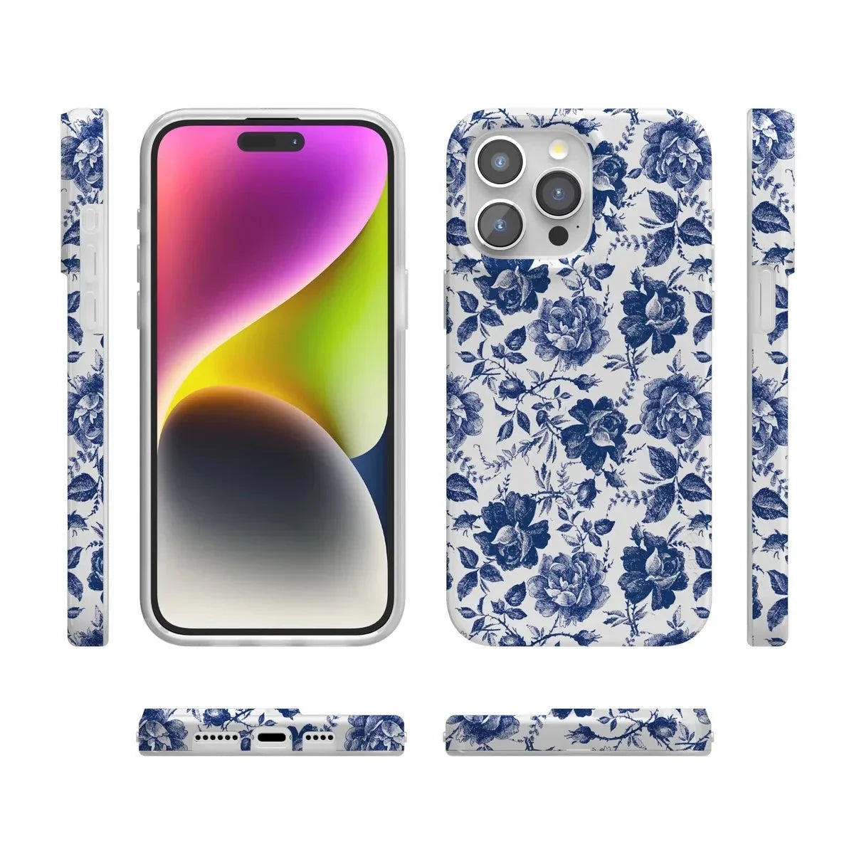 Rose to Fame | Blue & White Rose Floral Case iPhone Case get.casely