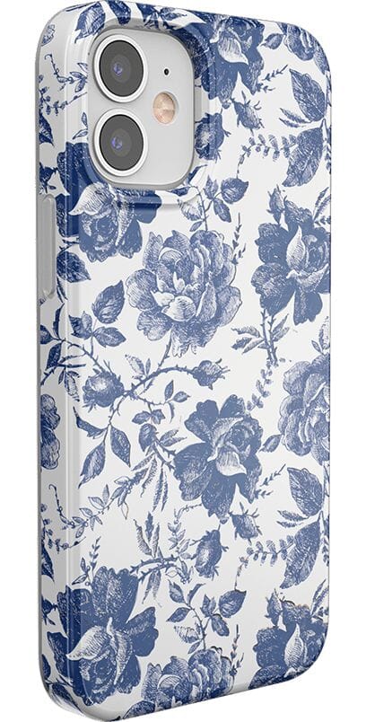 Rose to Fame | Blue & White Rose Floral Case iPhone Case get.casely