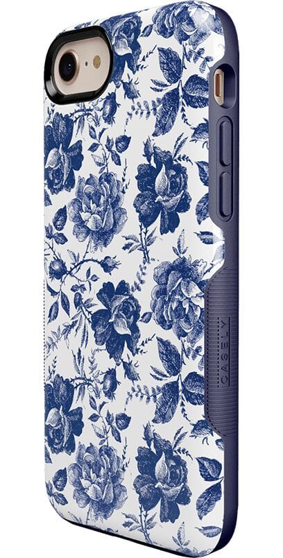 Rose to Fame | Blue & White Rose Floral Case iPhone Case get.casely