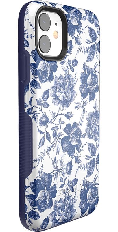 Rose to Fame | Blue & White Rose Floral Case iPhone Case get.casely