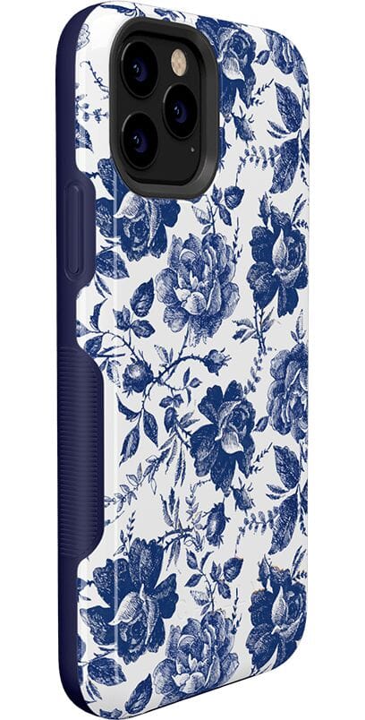 Rose to Fame | Blue & White Rose Floral Case iPhone Case get.casely