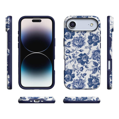 Rose to Fame | Blue & White Rose Floral Case iPhone Case get.casely