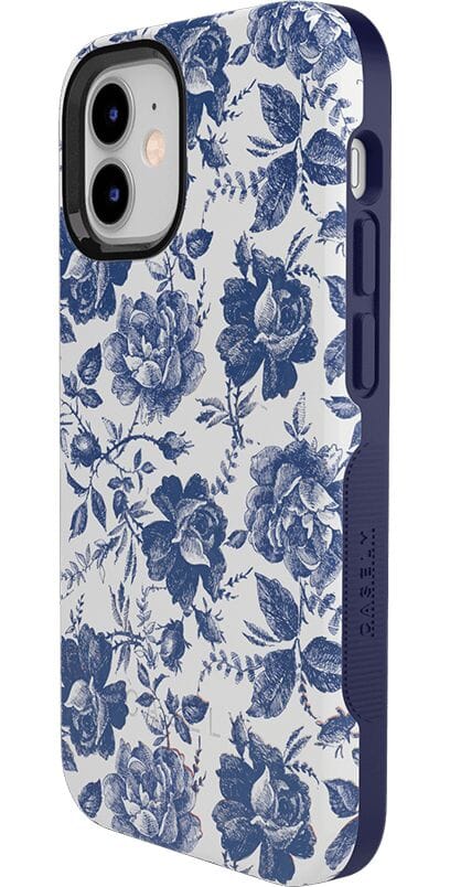 Rose to Fame | Blue & White Rose Floral Case iPhone Case get.casely