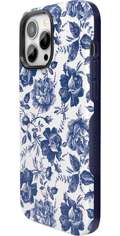 Rose to Fame | Blue & White Rose Floral Case iPhone Case get.casely