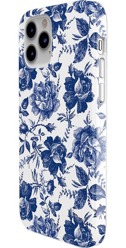 Rose to Fame | Blue & White Rose Floral Case iPhone Case get.casely
