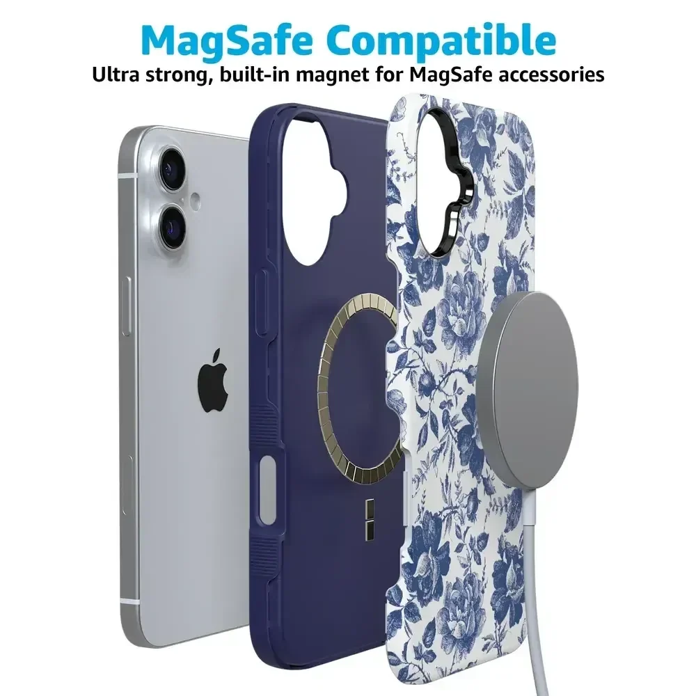Rose to Fame | Blue & White Rose Floral Case iPhone Case get.casely