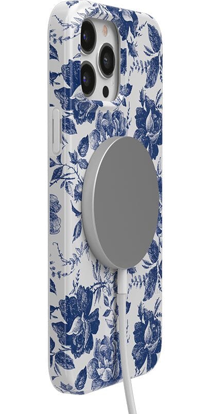 Rose to Fame | Blue & White Rose Floral Case iPhone Case get.casely