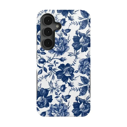Rose to Fame | Blue & White Rose Floral Samsung Case Samsung Case Casetry Bold Flex + MagSafe® Galaxy S25