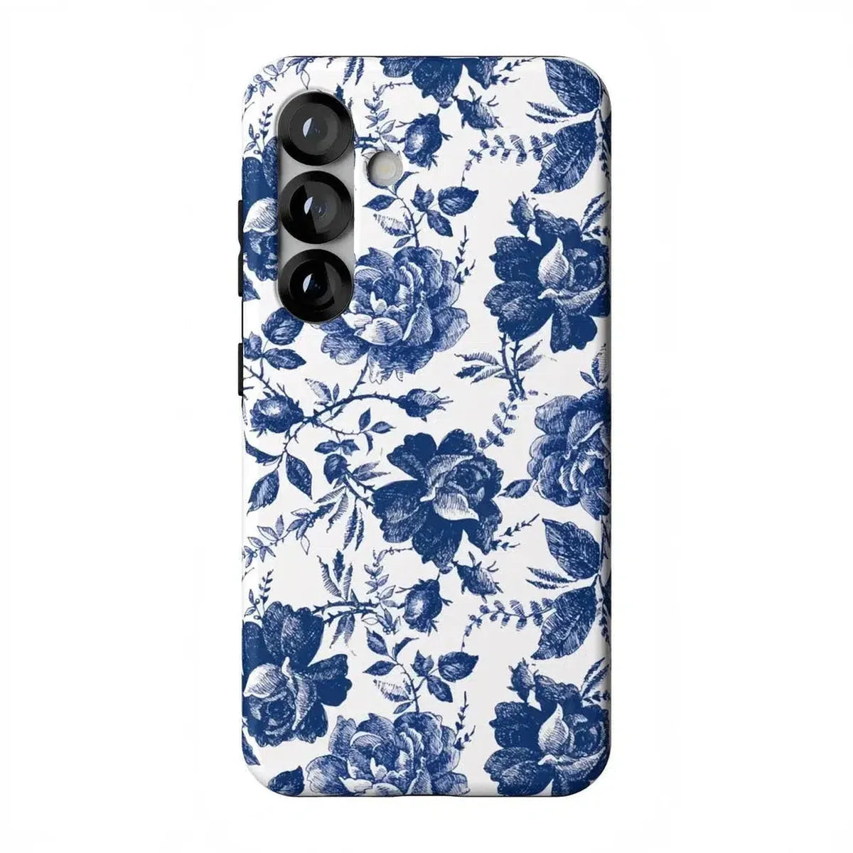 Rose to Fame | Blue & White Rose Floral Samsung Case Samsung Case Casetry Essential + MagSafe® Galaxy S25