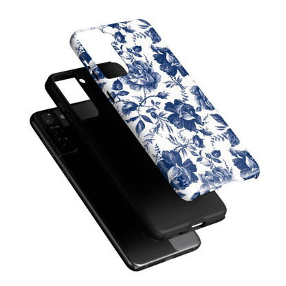 Rose to Fame | Blue & White Rose Floral Samsung Case Samsung Case Casetry