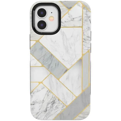Sharp Lines | Geo White and Gold Marble Case iPhone Case get.casely Bold iPhone 12 Mini
