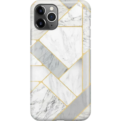 Sharp Lines | Geo White and Gold Marble Case iPhone Case get.casely