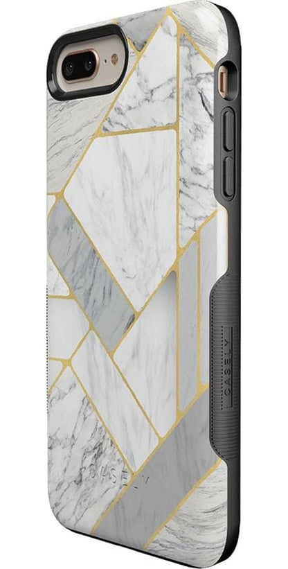 Sharp Lines | Geo White and Gold Marble Case iPhone Case get.casely