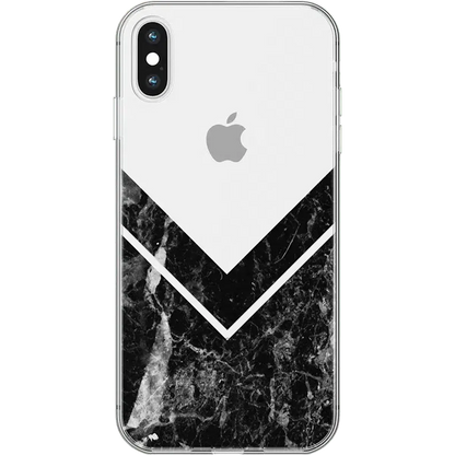 Sleek and Simple | Black Marble V Clear Case iPhone Case get.casely Classic iPhone X / XS
