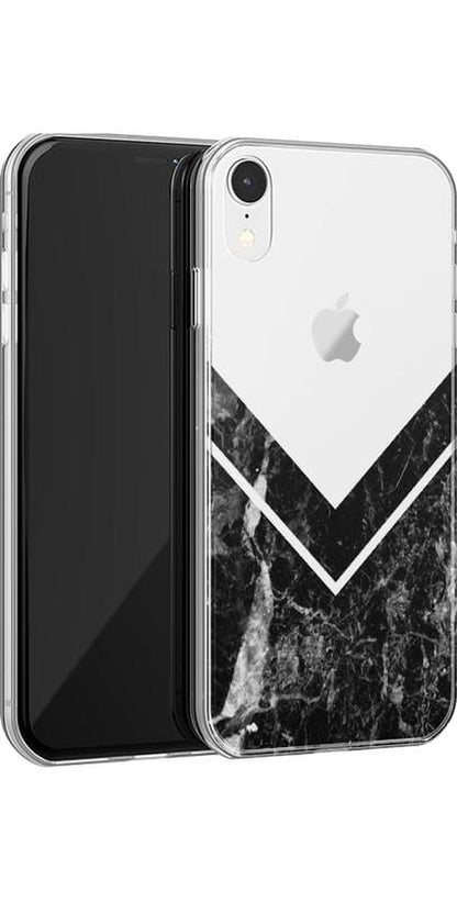 Sleek and Simple | Black Marble V Clear Case iPhone Case get.casely
