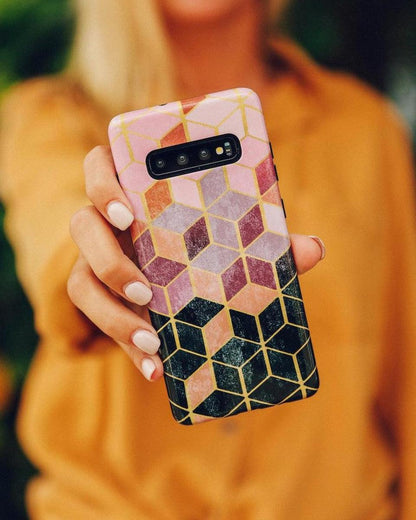 Stepping Up | Geo Rose Gold Marble Samsung Case Samsung Case get.casely