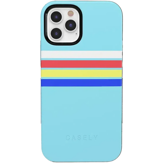 Totally Groovy | Teal Rainbow Stripes Color Block Case iPhone Case get.casely Bold iPhone 12 Pro Max
