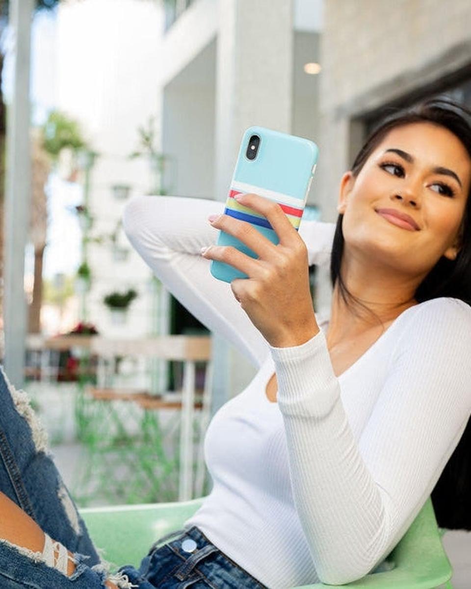 Totally Groovy | Teal Rainbow Stripes Color Block Case iPhone Case get.casely