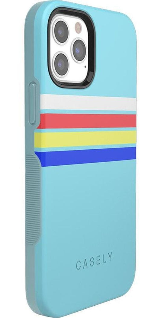 Totally Groovy | Teal Rainbow Stripes Color Block Case iPhone Case get.casely